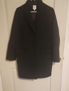 GAP Women's Black Single-Breasted Wool-Blend Pea Coat- Large
